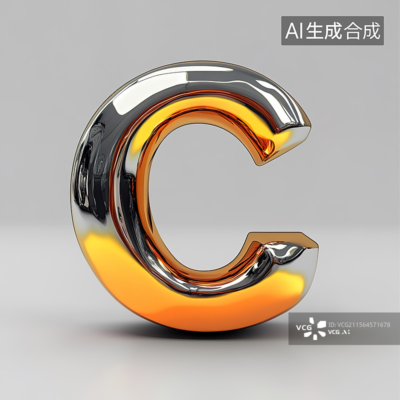 【AI数字艺术】3D字母C设计图片素材