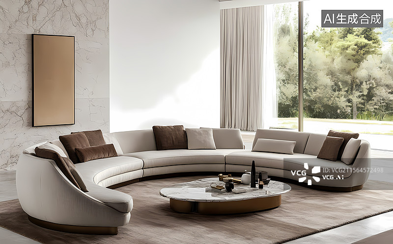 【AI数字艺术】现代极简主义客厅展示图片素材