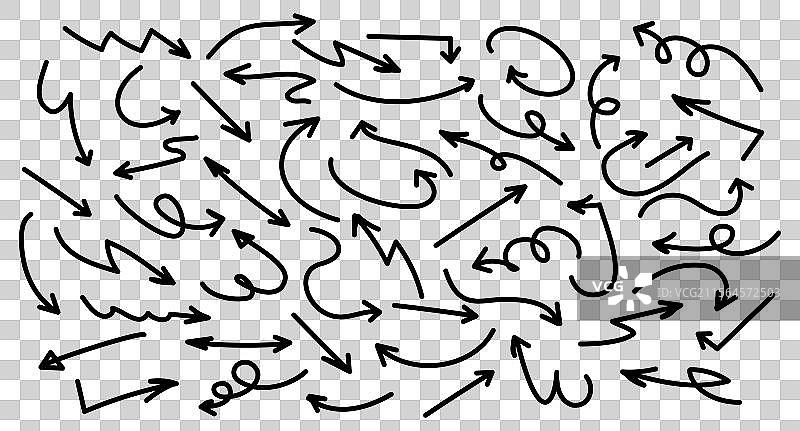 手绘黑色箭头集合图片素材