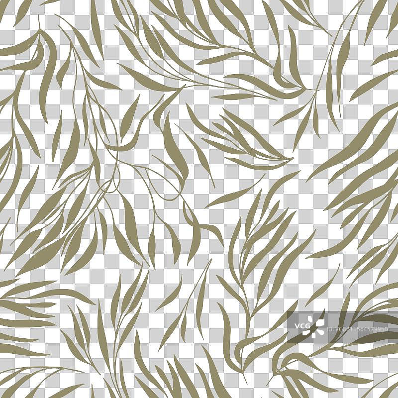 无缝背景米色手绘叶子图片素材