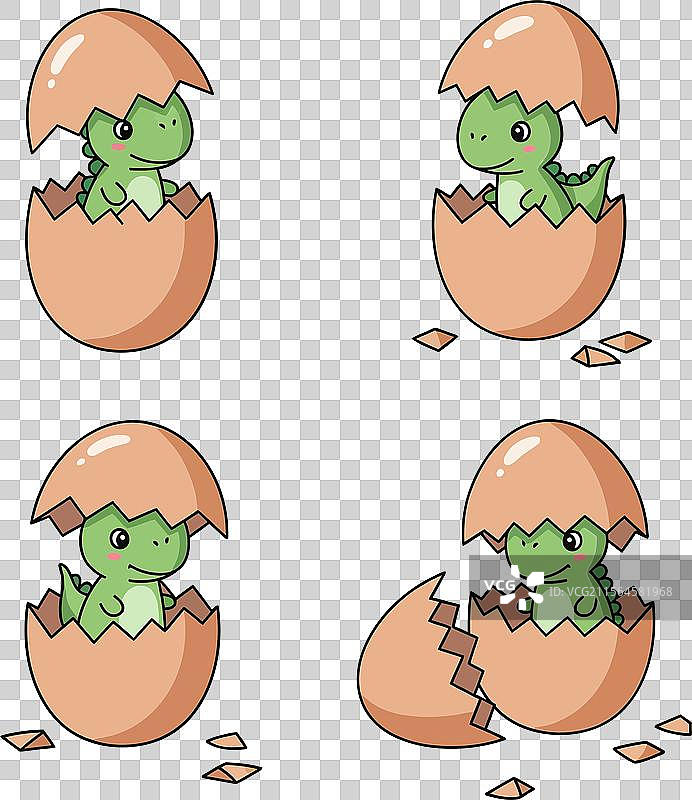 可爱的小恐龙从蛋中孵化出来图片素材