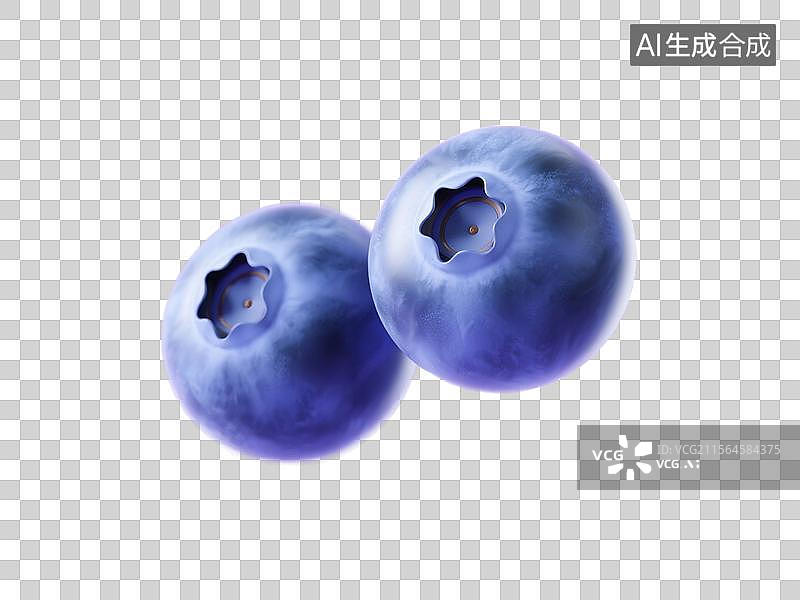 【AI数字艺术】3D渲染，蓝莓，新鲜水果免抠元素图片素材