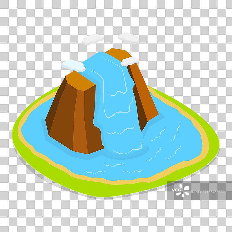 自然水体的3D等距平面图集图片素材