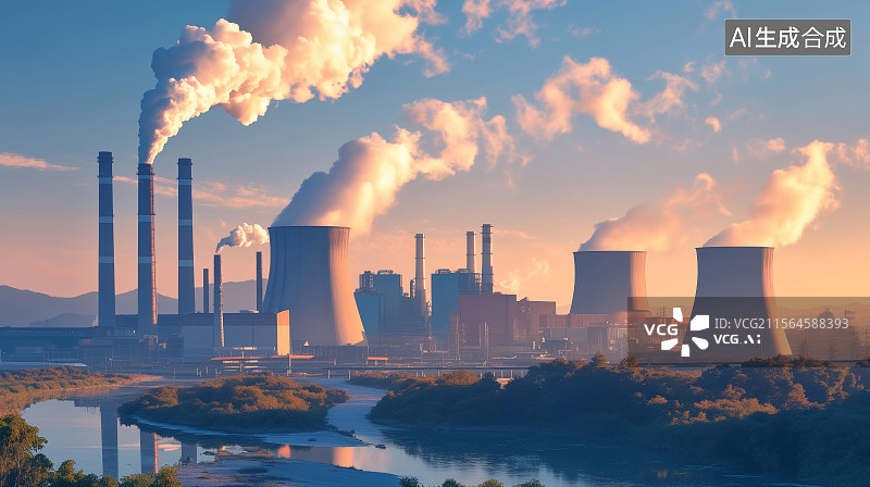 【AI数字艺术】航拍下的热电厂图片素材