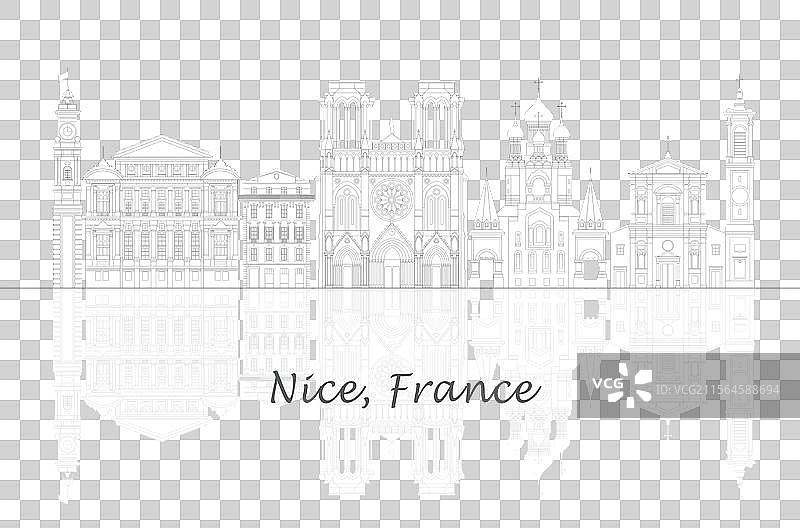 法国尼斯市的天际线全景图片素材