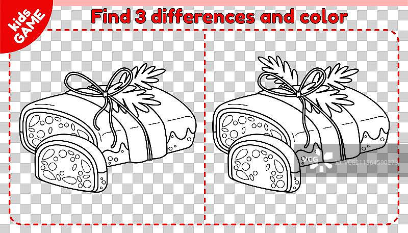 孩子们的游戏：找出圣诞果仁蛋糕的不同之处图片素材