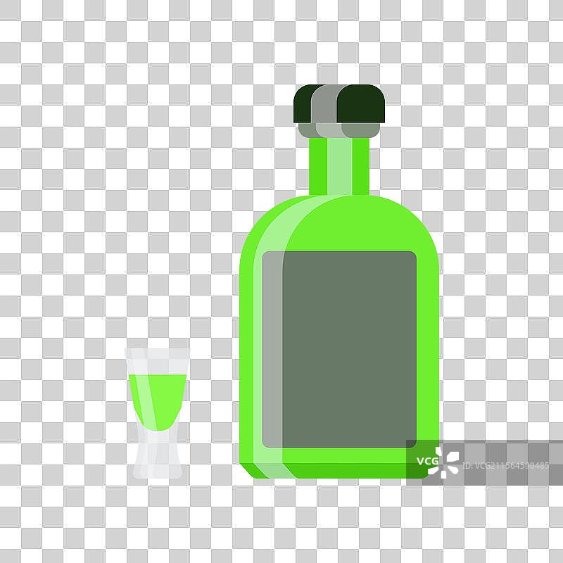 白色背景上的瓶子和玻璃杯图片素材