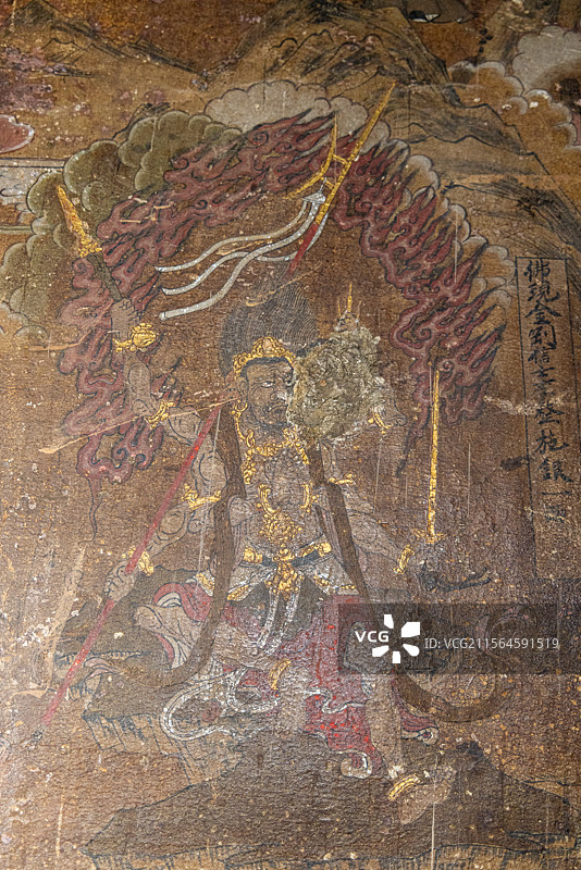四川广元市剑阁县觉苑寺 大雄宝殿内明代佛传故事壁画图片素材