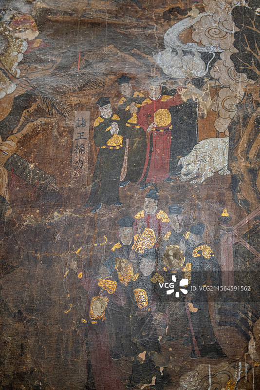 四川广元市剑阁县觉苑寺 大雄宝殿内明代佛传故事壁画图片素材