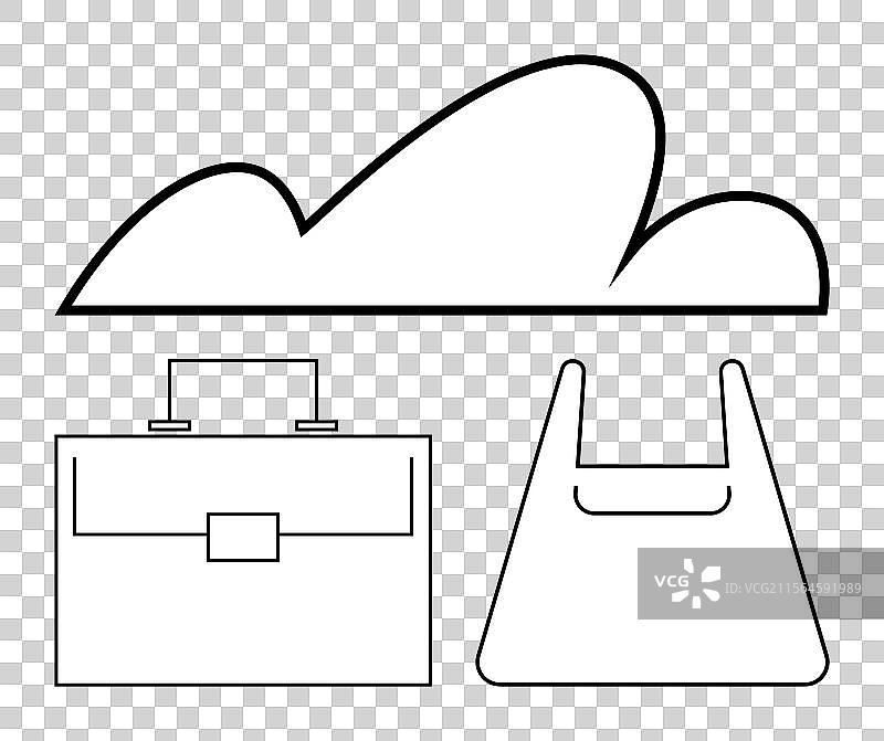 云朵公文包和购物袋轮廓图片素材