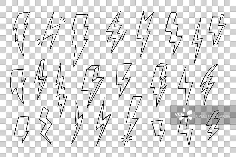 手绘的各种闪电图案涂鸦图片素材