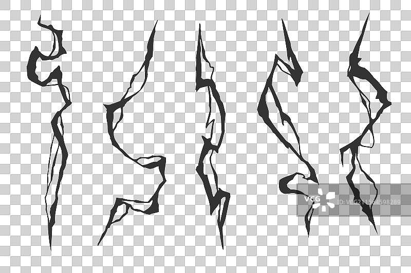 带有尖锐和锯齿状边缘的闪电形状图片素材