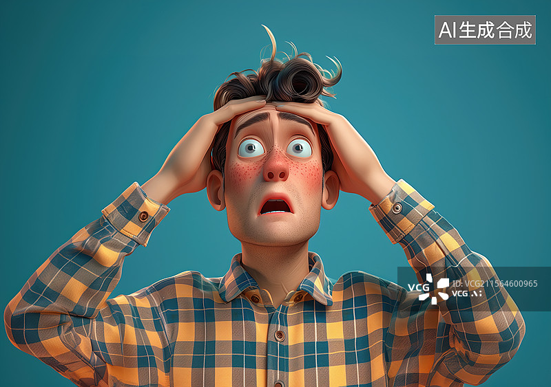 【AI数字艺术】崩溃男人插画图片素材