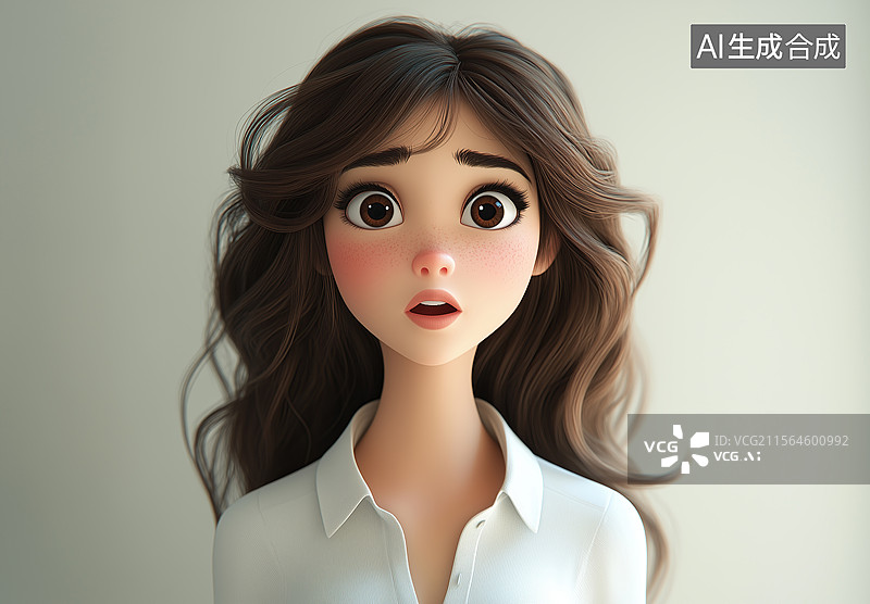 【AI数字艺术】惊讶表情的女人插画图片素材