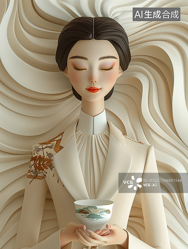 【AI数字艺术】中国风女人插画图片素材