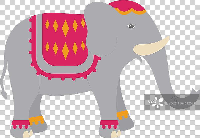 印度婚礼中的红色传统大象图片素材