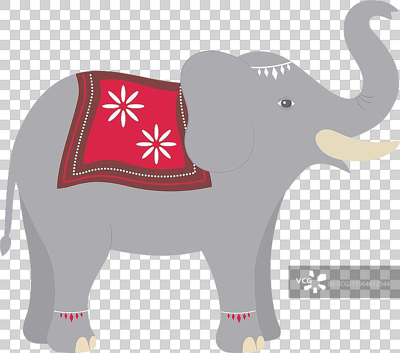 印度婚礼中的大象与花卉织物图片素材