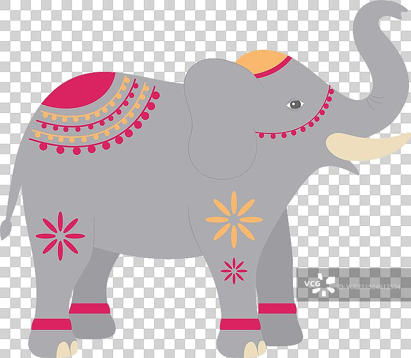 印度婚礼大象，带有粉色刺绣图片素材