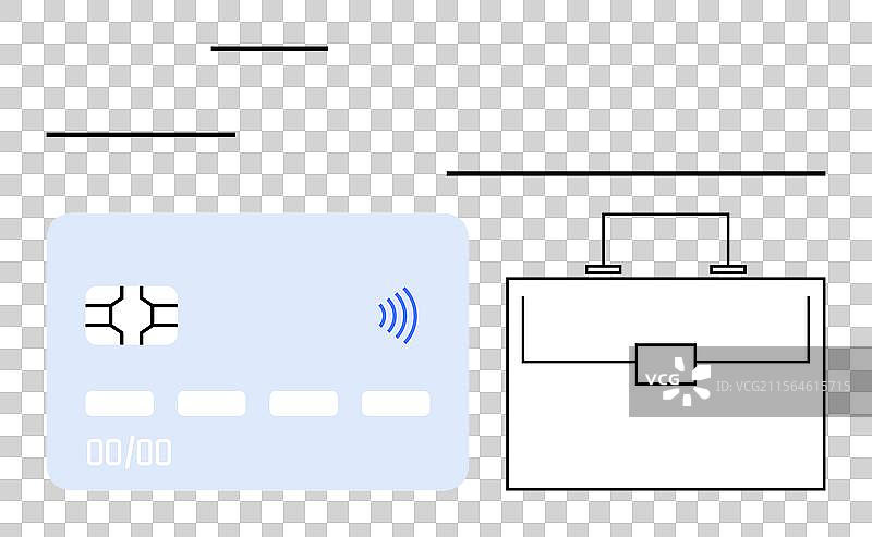 数字支付卡和商务公文包图片素材