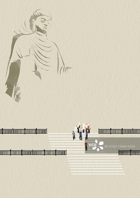 旅游旅行传统文化石雕雕像河南洛阳龙门石窟风景插画图片素材