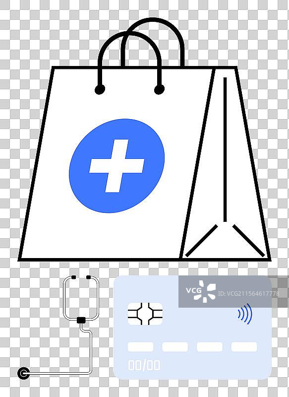 带有十字标志的医疗购物袋图片素材