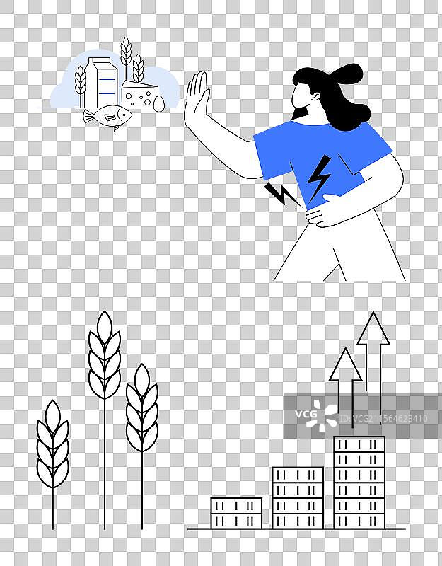 女性避免乳制品和鱼类，专注于图片素材