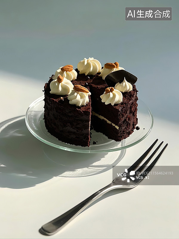 【AI数字艺术】黑森林蛋糕，巧克力奶油蛋糕，黑森林，蛋糕，甜点图片素材