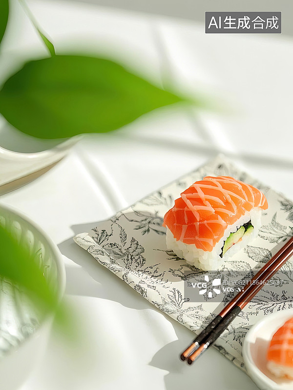 【AI数字艺术】寿司，金枪鱼寿司，鱼籽寿司，饭团，美食，菜单，食谱图片素材