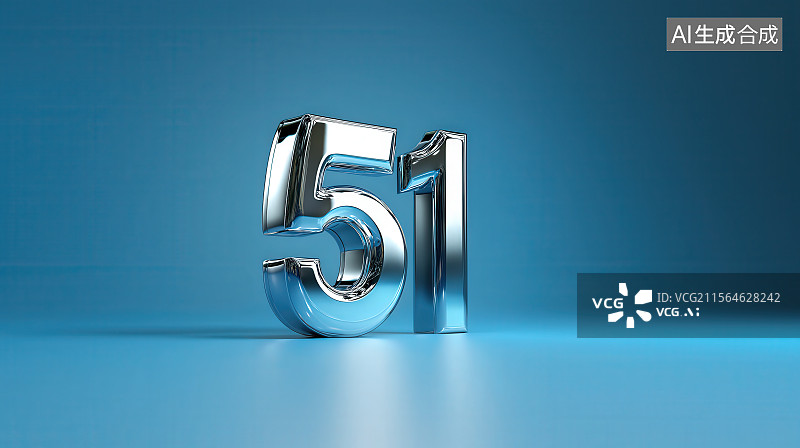 【AI数字艺术】黑色背景下金属质感数字“51”，五一国际劳动节海报插画背景图片素材