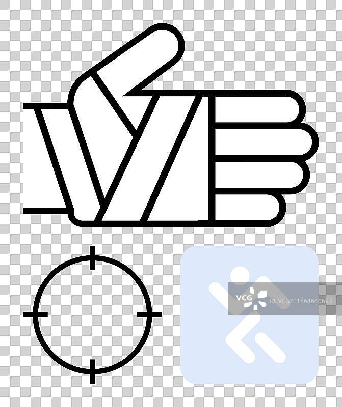 用绷带包裹的手上有靶子符号图片素材