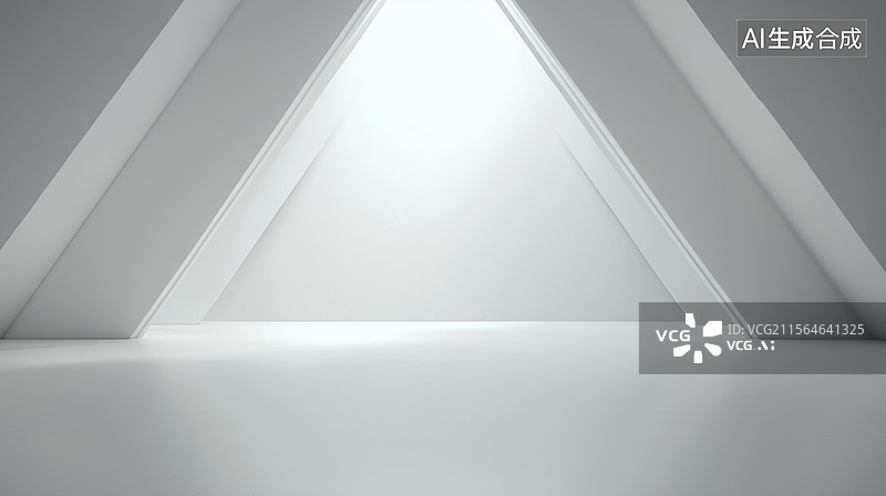【AI数字艺术】简约白色几何展示空间图片素材