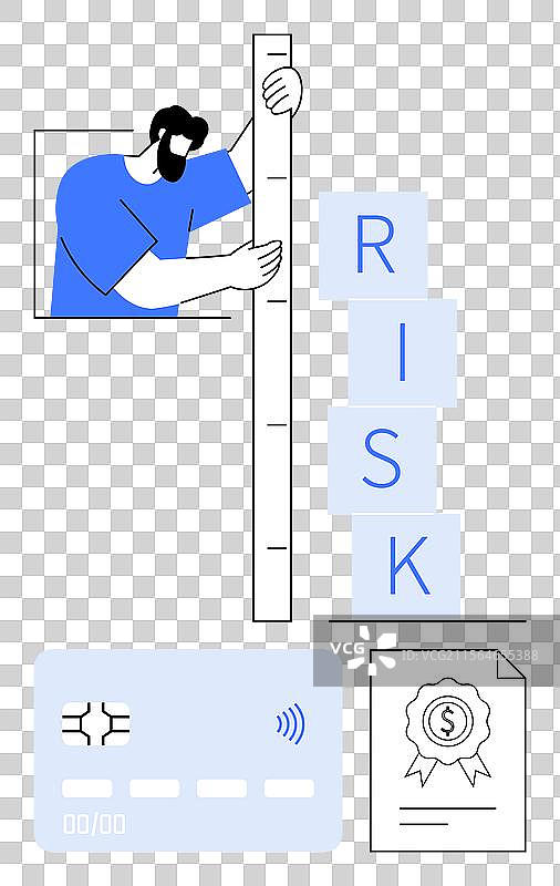 一个人正在使用测量尺评估风险图片素材