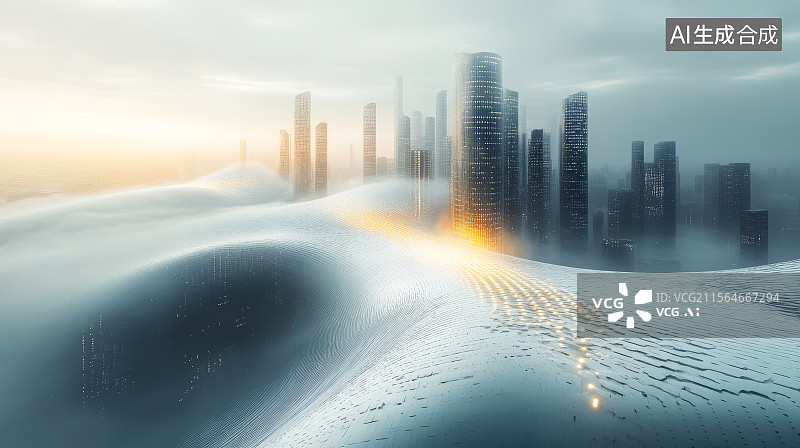 【AI数字艺术】未来城市与沙漠景观的融合图片素材