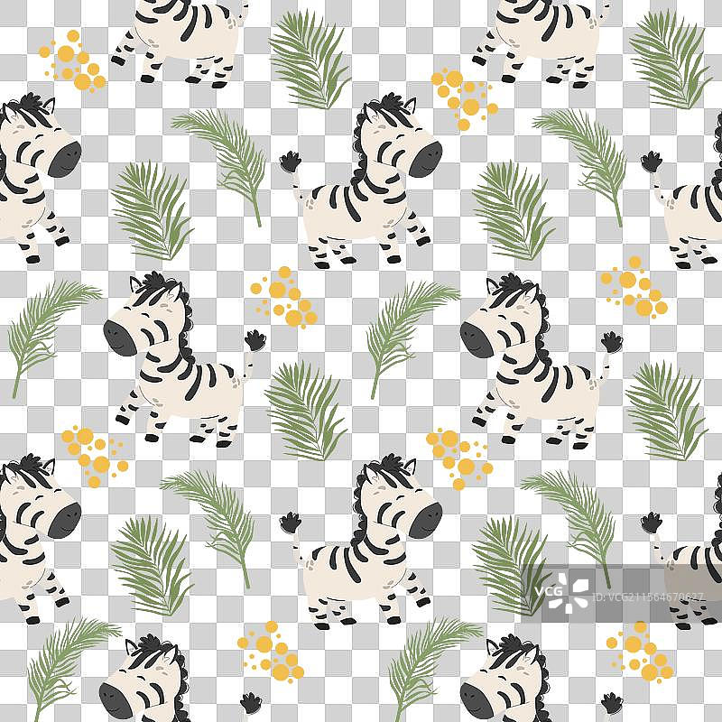 可爱的卡通斑马无缝图案图片素材