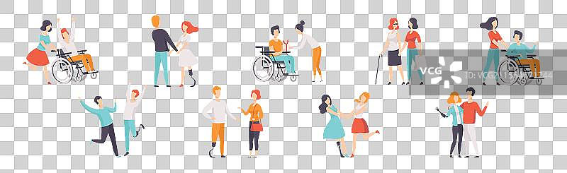 残疾人士与朋友们的角色图片素材