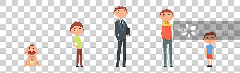 男性生命周期和衰老阶段集合图片素材