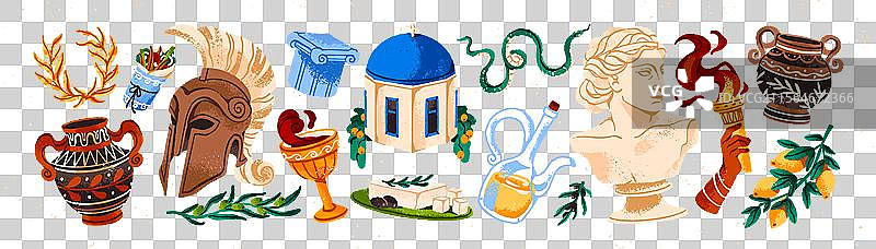 古希腊文化元素古老的石膏雕塑图片素材