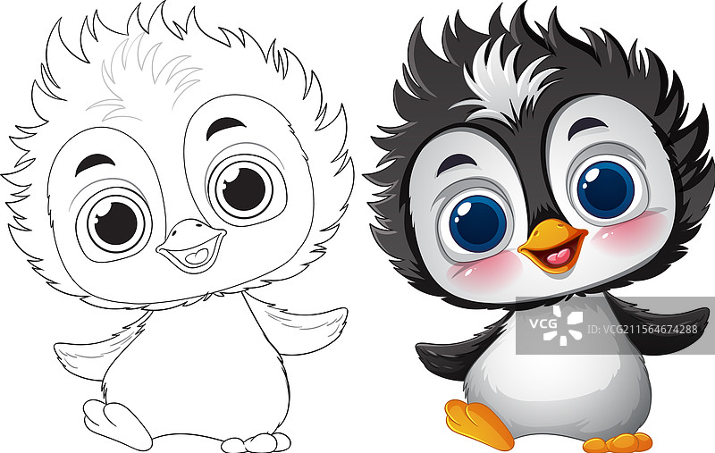 可爱的小企鹅，拥有大眼睛和蓬松的羽毛图片素材