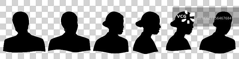 概念化的人头在白色背景上孤立展示图片素材