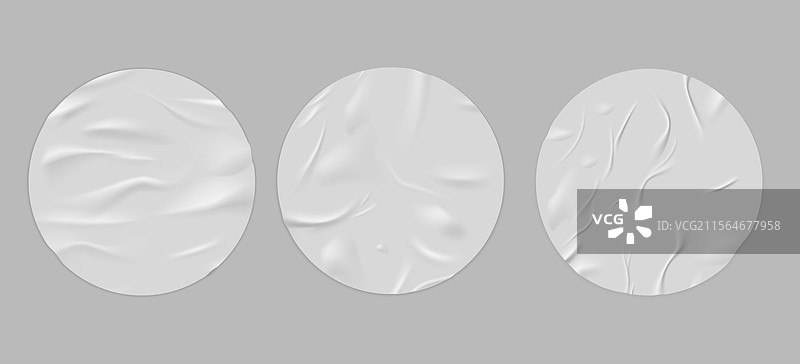 圆形纸质贴纸，带有湿润皱褶的纹理图片素材