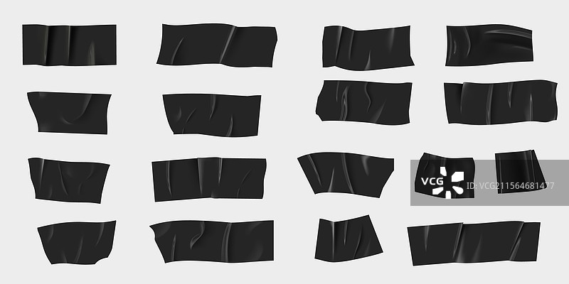 一组不同尺寸的黑色胶带横向排列图片素材