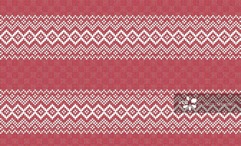 红色针织几何图案的圣诞无缝边框图片素材