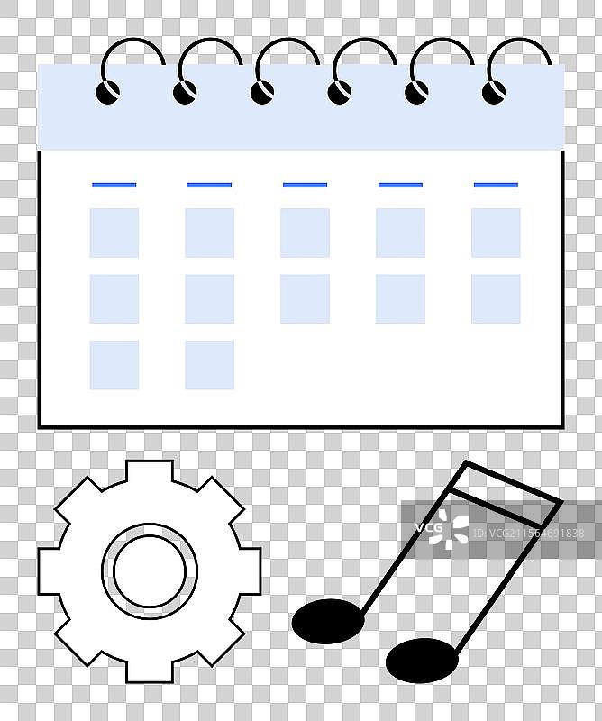 带有齿轮和音符的日历图片素材