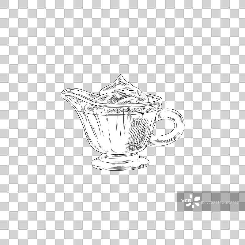 酸奶碗或刻有图案的奶油奶酪壶图片素材