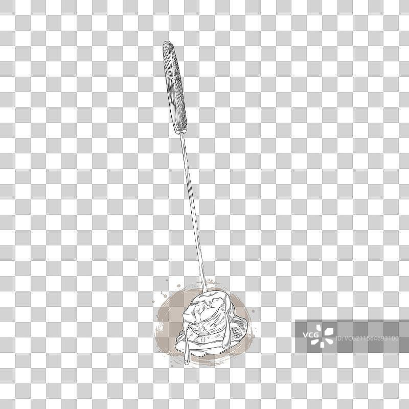 单色素描的火锅叉与香蕉图片素材