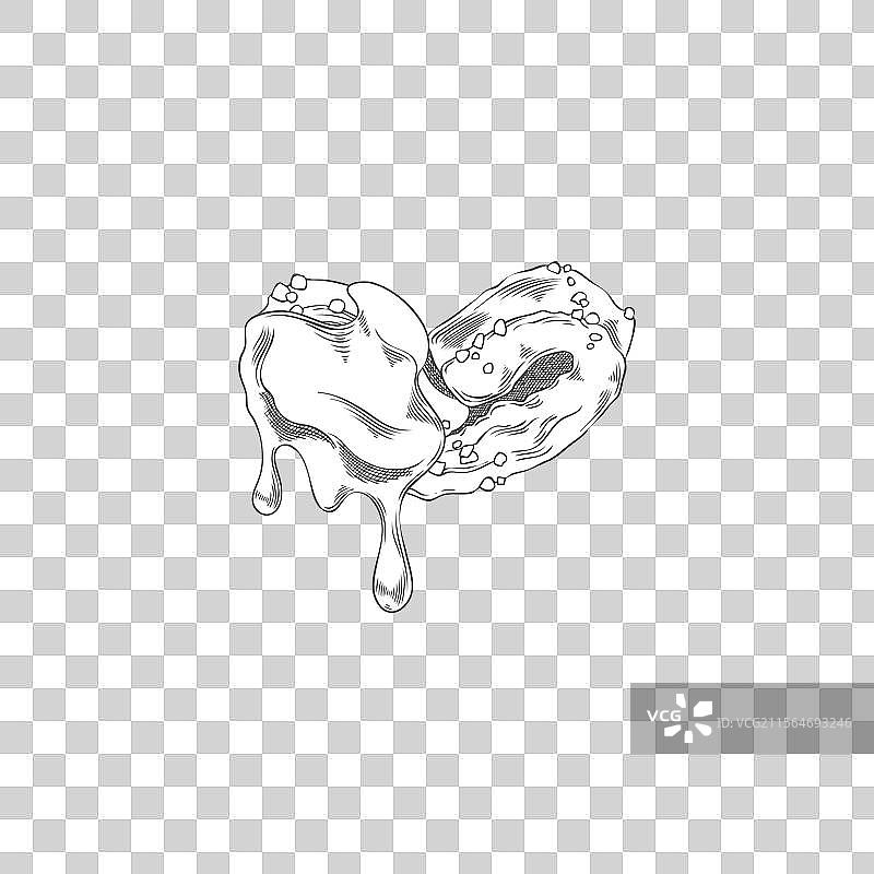 巧克力火锅与棕榈饼干的素描图片素材