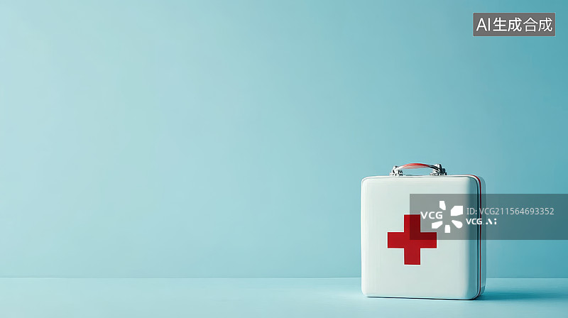 【AI数字艺术】白色急救箱上的红色十字标志图片素材