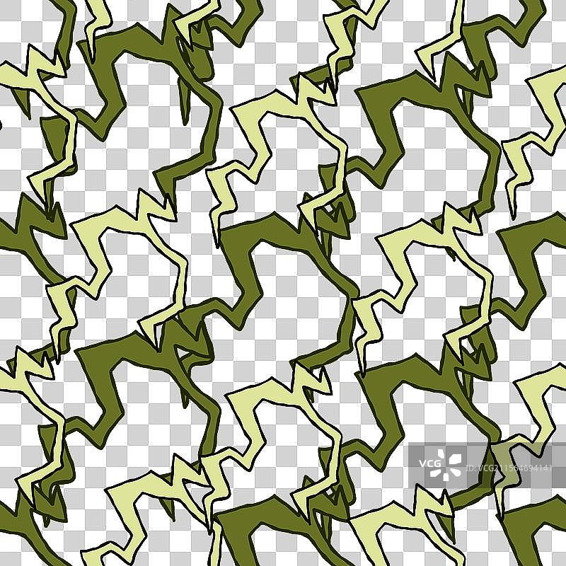 抽象的绿色和黄色之锯齿形图案图片素材