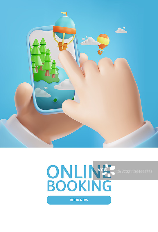 3D海报，手握手机图片素材