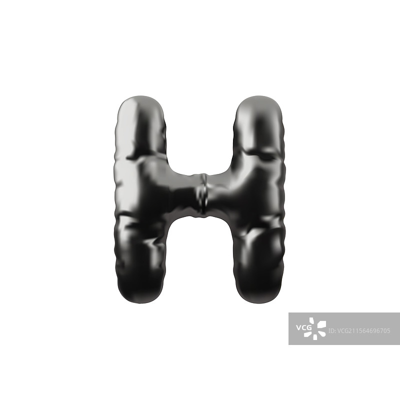 充气的3D铬字母H以A的形式呈现图片素材